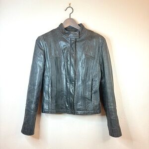 Sport Max Mara Vintage Charcoal Genuine Leather Women’s Jacket Size 4